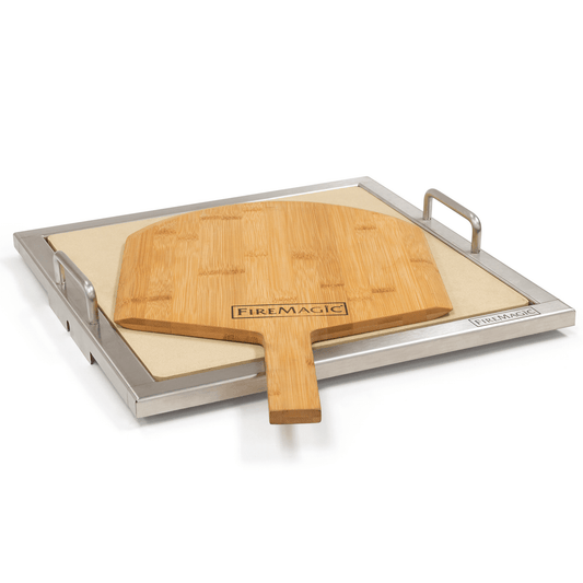 Fire Magic Pizza Stone Kit With Wooden Pizza Peel - grillsNmore.com