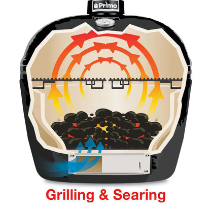 Primo Oval XL 400 Ceramic Kamado Grill With Stainless Steel Grates - PGCXLH - Grills N More